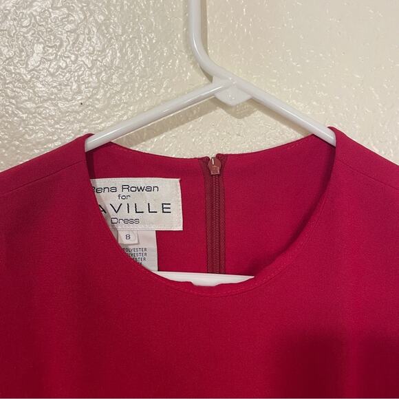 Vintage Rena Rowan for Saville Red Long Sleeve Faux Wrap Maxi Dress Size 8 - Picture 7 of 14